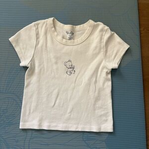 John Galt White Ashlyn Bear Cropped T-Shirt